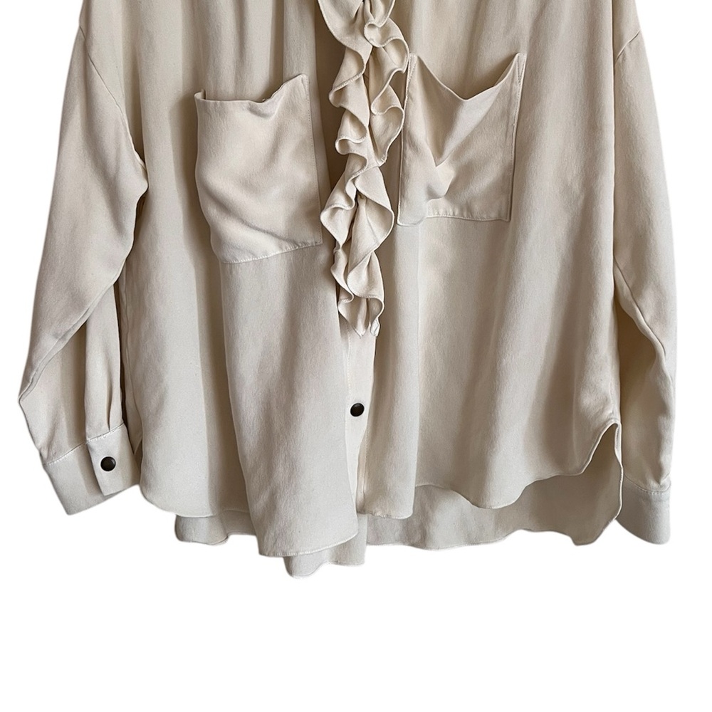 Ramy Brook Cream Ruffled Button Up Blouse - Picture 8 of 12